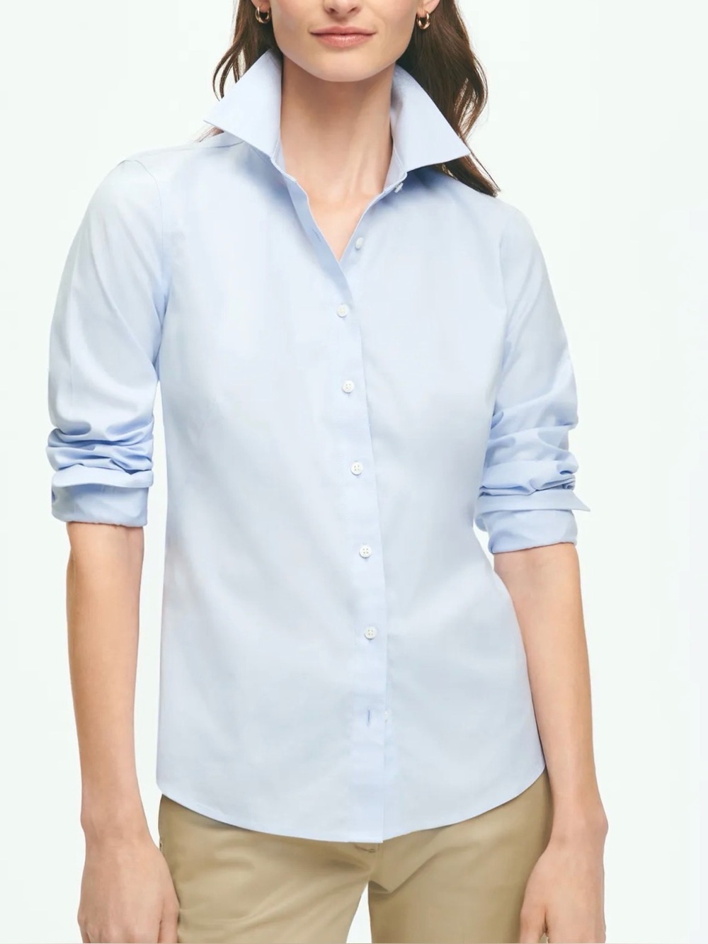 Women’s Brooks Brothers  Fitted Non-Iron Stretch Supima Cotton Dress Shirt Sz 6